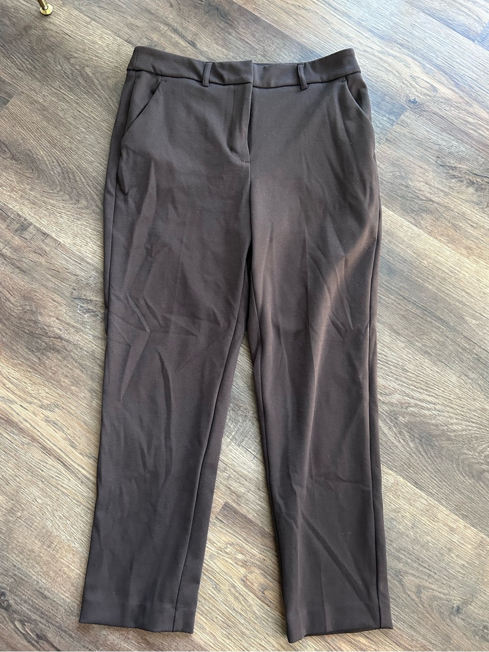 Simply Vera Vera Wang Brown Straight-Leg Dress Pants Size 10 Dark Brown Pockets